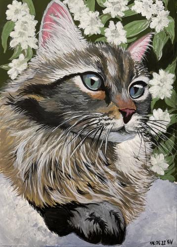 Котик. Гуашь А4 Котик. Гуашь А4